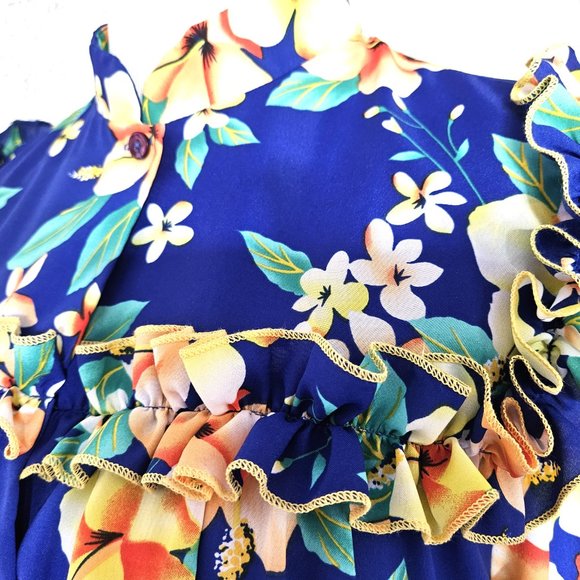 Size XL Vintage 1980s Hawaiian Ruffled Night Gown - Picture 8 of 11